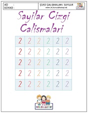 okul öncesi 1 sayısı çizgi çalışması